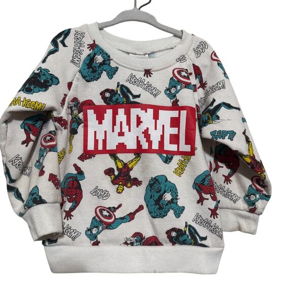 Vintage Marvel Kids Sweatshirt 4T boys toddler super heroes all over print - Picture 1 of 6